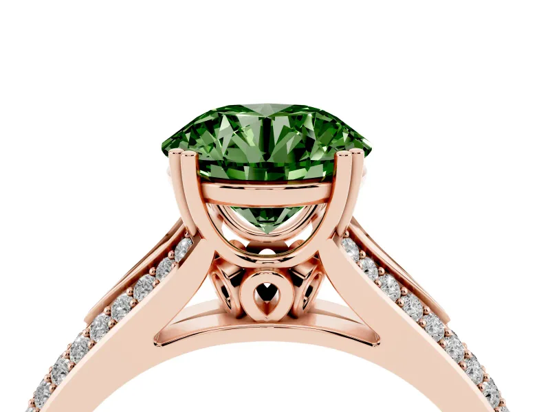 Round Split Shank Engagement Ring Setting for a Fancy Green Lab-Grown Diamond | Rose Gold