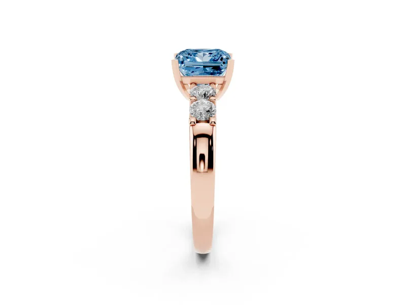Princess Cut Five Stone Engagement Ring Setting for a Fancy Blue Lab-Grown Diamond | Rose Gold