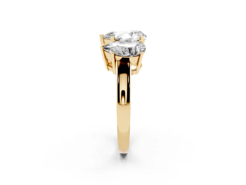Pear-Shaped Three Stone Engagement Ring Setting | Large Side Stones | Yellow Gold