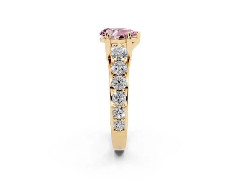 Pear-Shaped Engagement Ring Setting for a Fancy Pink Lab-Grown Diamond | Yellow Gold - Design NV-24645