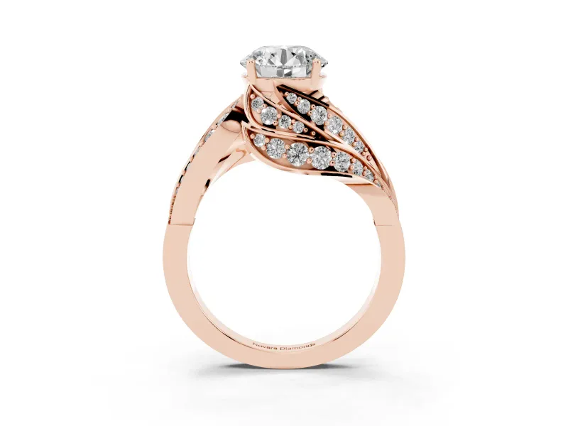 Round Bypass Hidden Halo Engagement Ring Setting | Graduated Pavé | Rose Gold