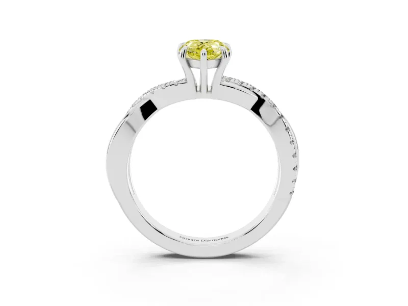 Pear-Shaped Crossover Engagement Ring Setting for a Fancy Yellow Lab-Grown Diamond | Platinum