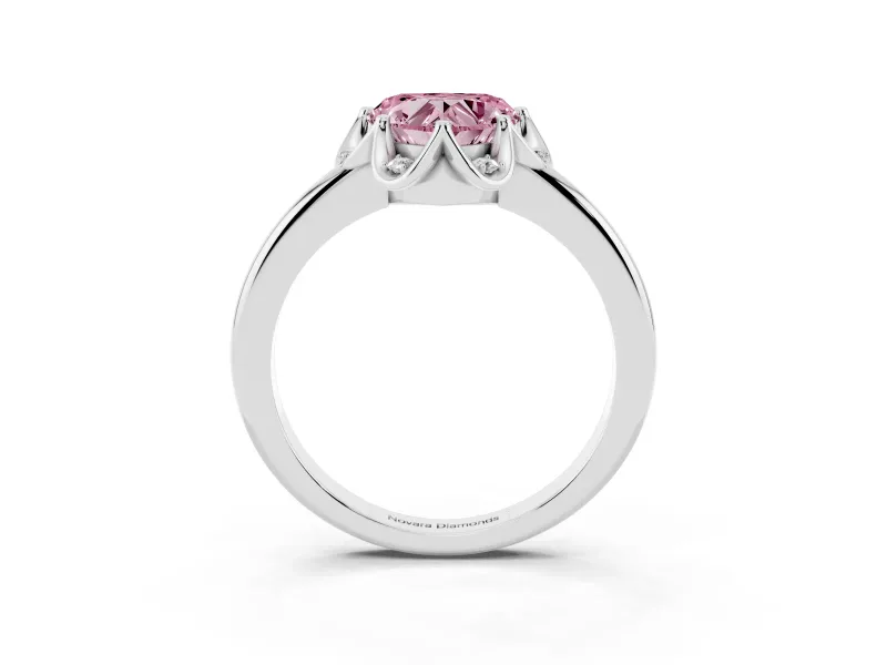 Heart-Shaped Petal Halo Engagement Ring Setting for a Fancy Pink Lab-Grown Diamond | Platinum