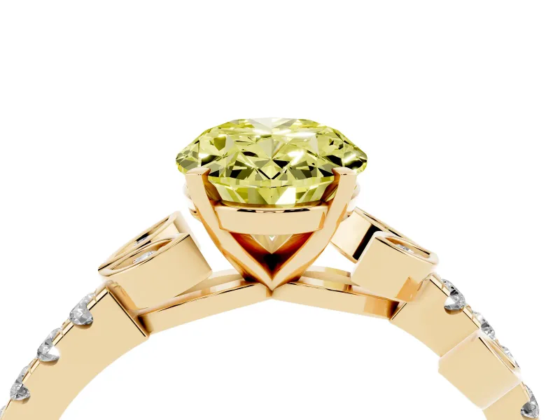 Oval Leaf Pavé Engagement Ring Setting for a Fancy Yellow Lab-Grown Diamond | Yellow Gold