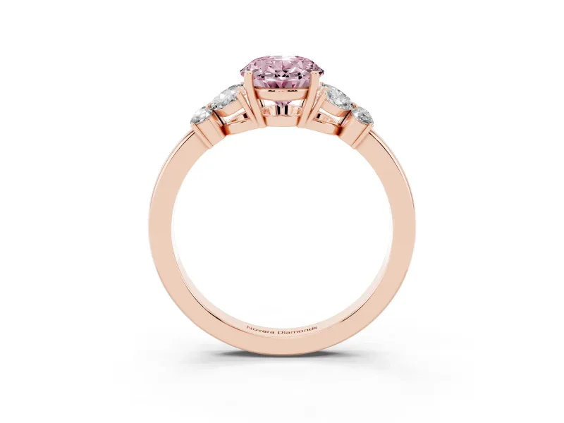 Oval Floral Engagement Ring Setting for a Fancy Pink Lab-Grown Diamond | Petal Shoulders | Rose Gold