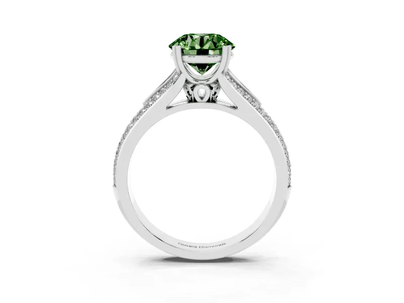 Round Split Shank Engagement Ring Setting for a Fancy Green Lab-Grown Diamond | White Gold