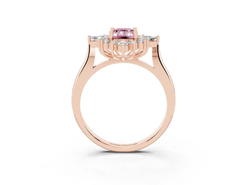 Emerald Cut Engagement Ring Setting for a Fancy Pink Lab-Grown Diamond | Rose Gold - Design NV-24790