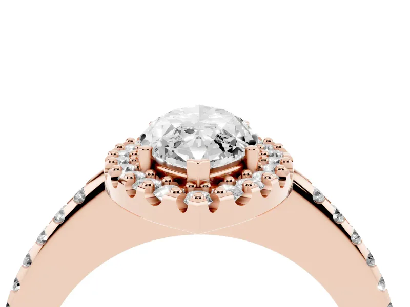 Marquise Pave Halo Engagement Ring Setting | Pave Band | Rose Gold