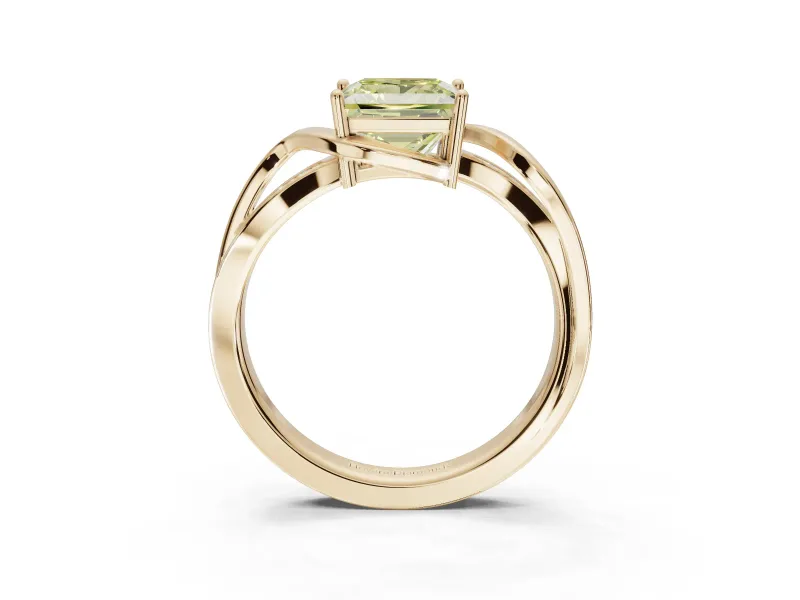 Princess Cut Bypass Solitaire Engagement Ring Setting for a Fancy Yellow Lab-Grown Diamond | Pavé Strands | Yellow Gold