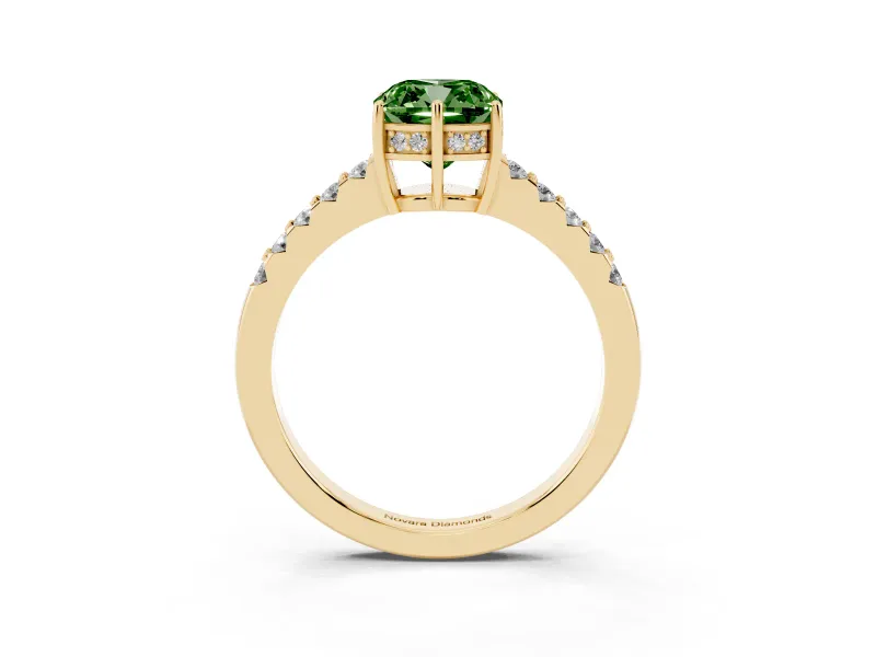 Cushion Cut Engagement Ring Setting for a Fancy Green Lab-Grown Diamond | Yellow Gold - Design NV-24649