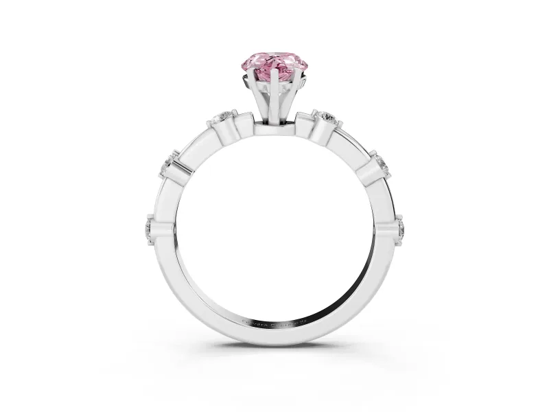 Pear-Shaped Bar Set Engagement Ring Setting for a Fancy Pink Lab-Grown Diamond | White Gold