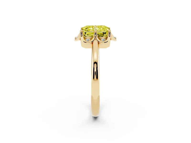 Radiant Cut Petal Halo Engagement Ring Setting for a Fancy Yellow Lab-Grown Diamond | Yellow Gold