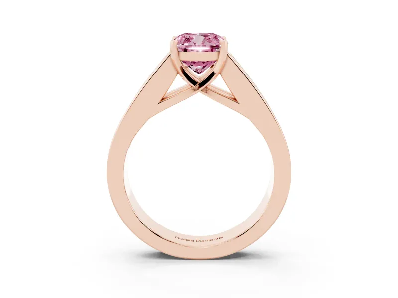 Cushion Cut Channel-Set Engagement Ring Setting for a Fancy Pink Lab-Grown Diamond | Rose Gold