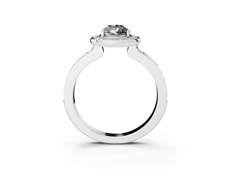 Fancy Black Pear Cut Diamond Halo Ring Set in Silver with Bezel Frame and Pavé Band