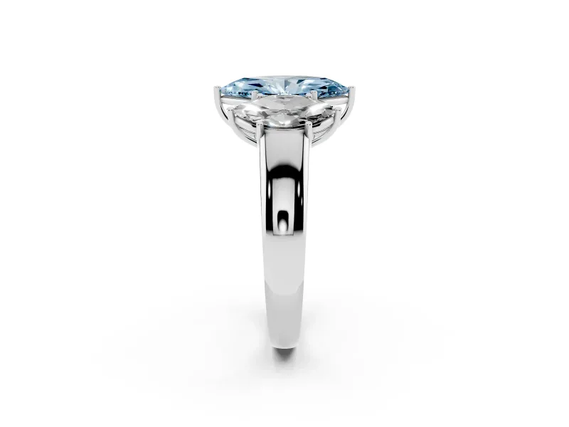 Marquise 3 Stone Engagement Ring Setting for a Fancy Blue Lab-Grown Diamond | Sterling Silver