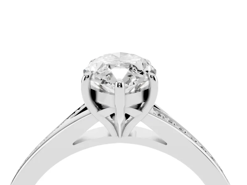 Marquise Pave Solitaire Engagement Ring Setting | Sweeping Shoulders | Platinum