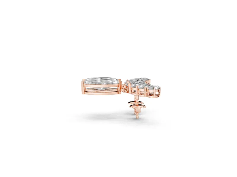 Marquise Lab-Grown Diamond Graduated Ear Climber Earrings | Pear-Shaped Accents | Rose Gold