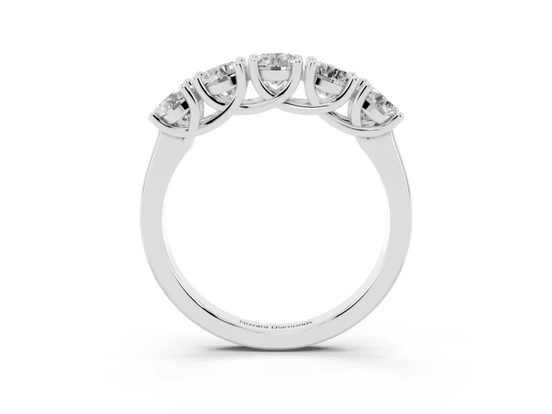 Five-Stone Round Diamond Wedding Band Set in Platinum with Prong Setting