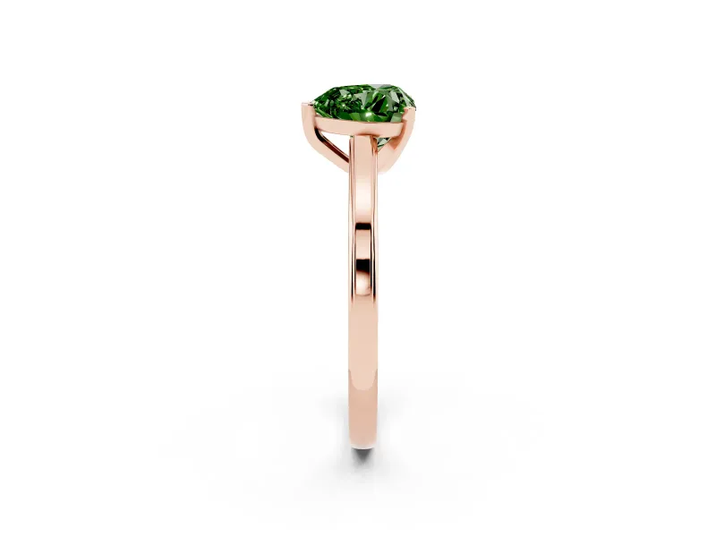 Heart-Shaped Solitaire Engagement Ring Setting for a Fancy Green Lab-Grown Diamond | Stepped Flat Band | Rose Gold