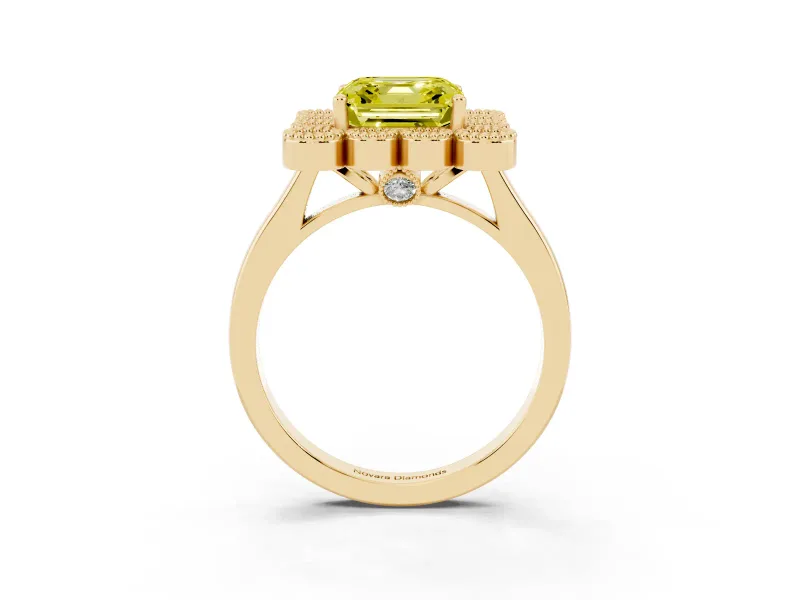 Asscher Cut Halo Engagement Ring Setting for a Fancy Yellow Lab-Grown Diamond | Yellow Gold - Design NV-24775