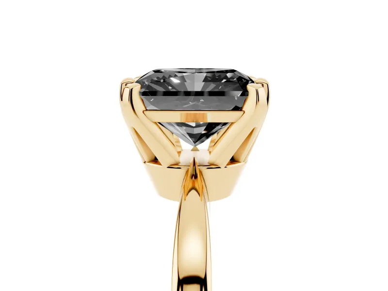 Radiant Cut Tapered Solitaire Engagement Ring Setting for a Black Center | Yellow Gold