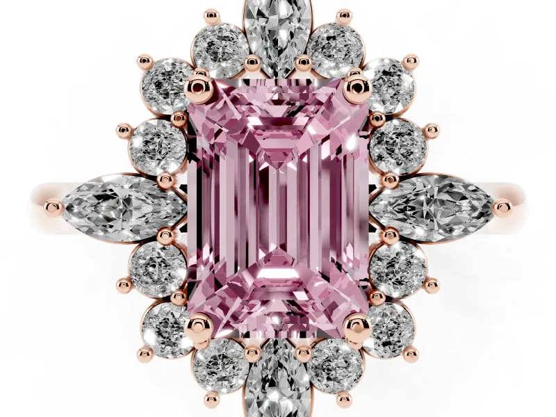 Emerald Cut Engagement Ring Setting for a Fancy Pink Lab-Grown Diamond | Rose Gold - Design NV-24790