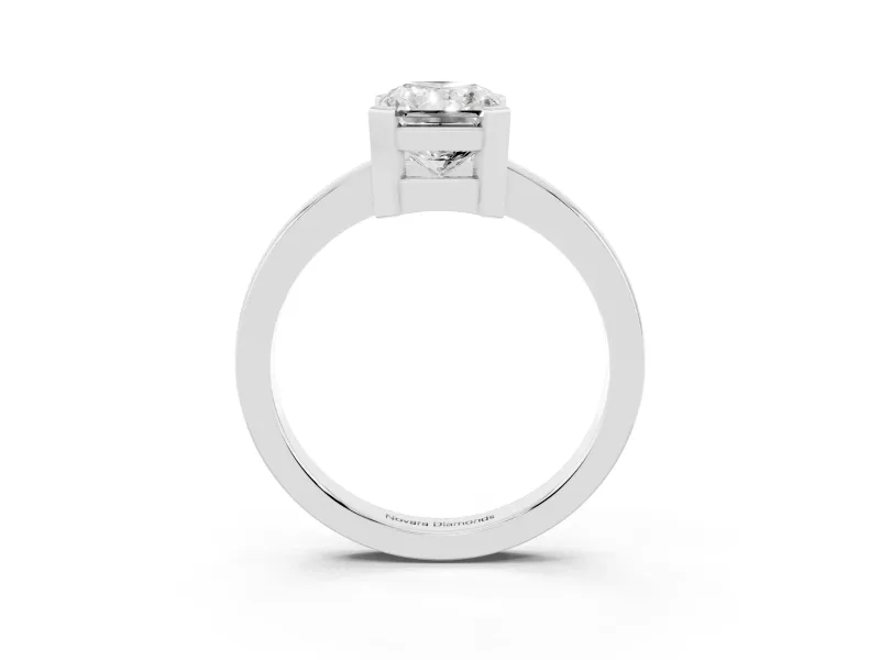 Radiant Cut Diamond Solitaire Ring Set in White gold with Prong Head and Smooth Polished Band