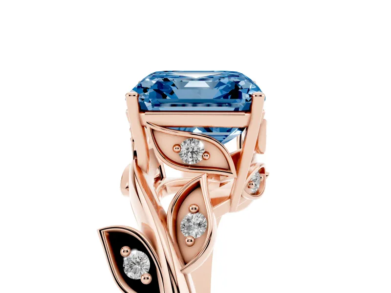 Asscher Cut Twisted Bypass Engagement Ring Setting for a Fancy Blue Lab-Grown Diamond | Rose Gold
