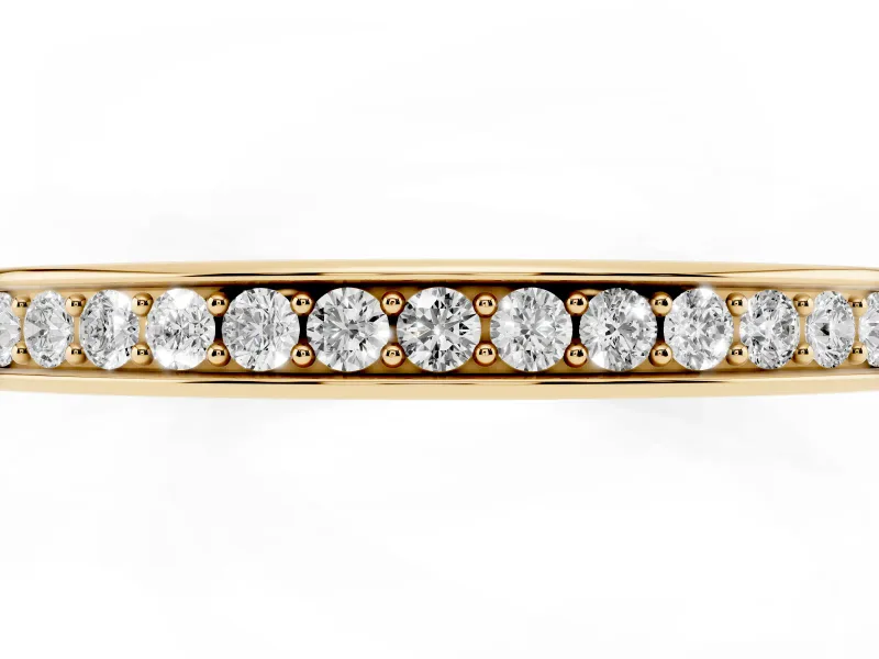 Round Diamond Continuous Pavé Eternity Band Set in Yellow gold