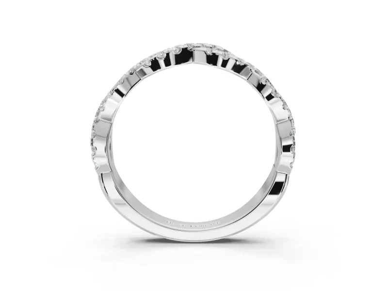 Round Lab-Grown Diamond Twisted Pavé Half Eternity Band | Interwoven Strands | Platinum
