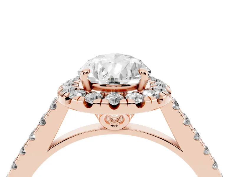 Pear-Shaped Raised Halo Engagement Ring Setting | Pave Band | Rose Gold