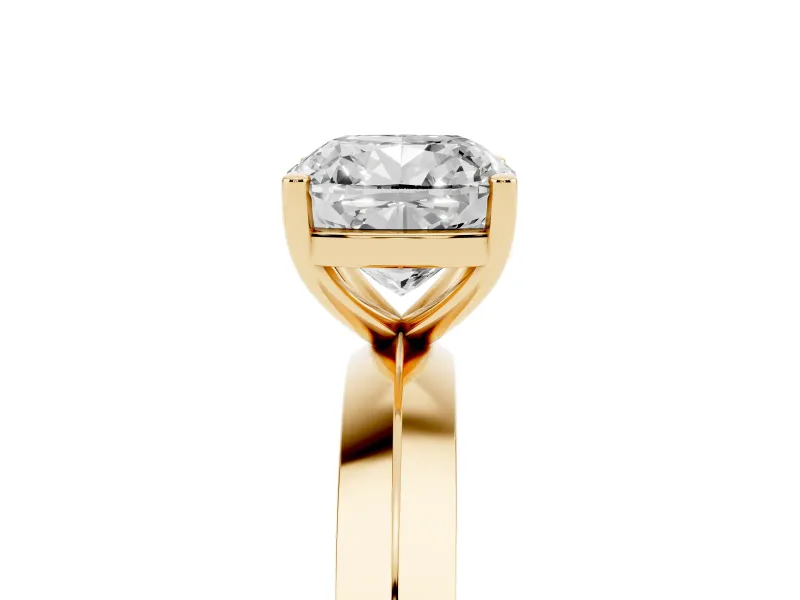 Cushion Cut Knife-Edge Solitaire Engagement Ring Setting | Plain Band | Yellow Gold