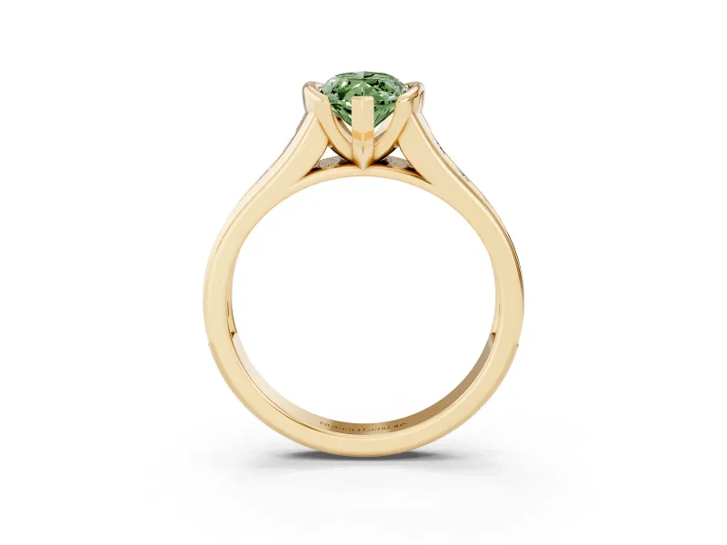 Marquise Half Bezel Engagement Ring Setting for a Fancy Green Lab-Grown Diamond | Yellow Gold
