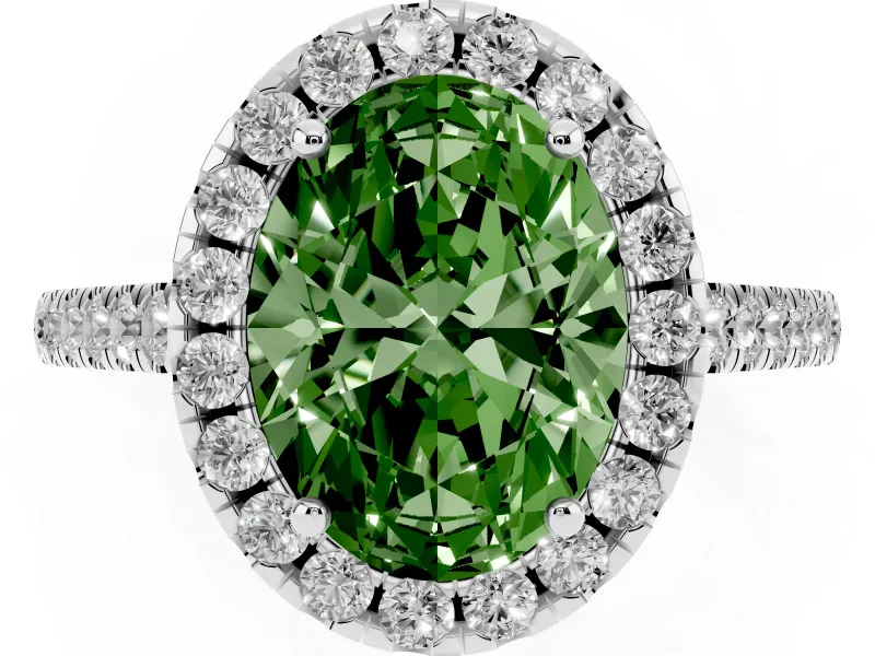 Oval Raised Halo Engagement Ring Setting for a Fancy Green Lab-Grown Diamond | White Gold