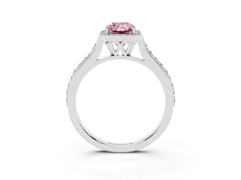 Radiant Cut Halo Engagement Ring Setting for a Fancy Pink Lab-Grown Diamond | White Gold - Design NV-24729