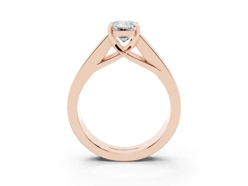 Emerald Cut Channel-Set Engagement Ring Setting | Princess Side Stones | Rose Gold