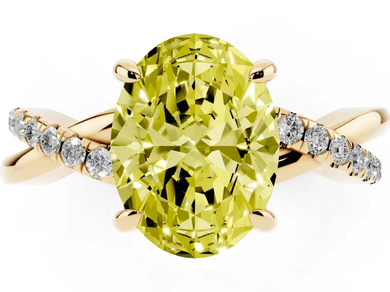 Oval Twist Engagement Ring Setting for a Fancy Yellow Lab-Grown Diamond | Yellow Gold