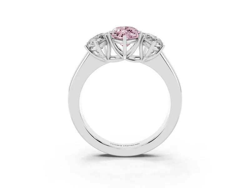 Marquise 3 Stone Engagement Ring Setting for a Fancy Pink Lab-Grown Diamond | Sterling Silver
