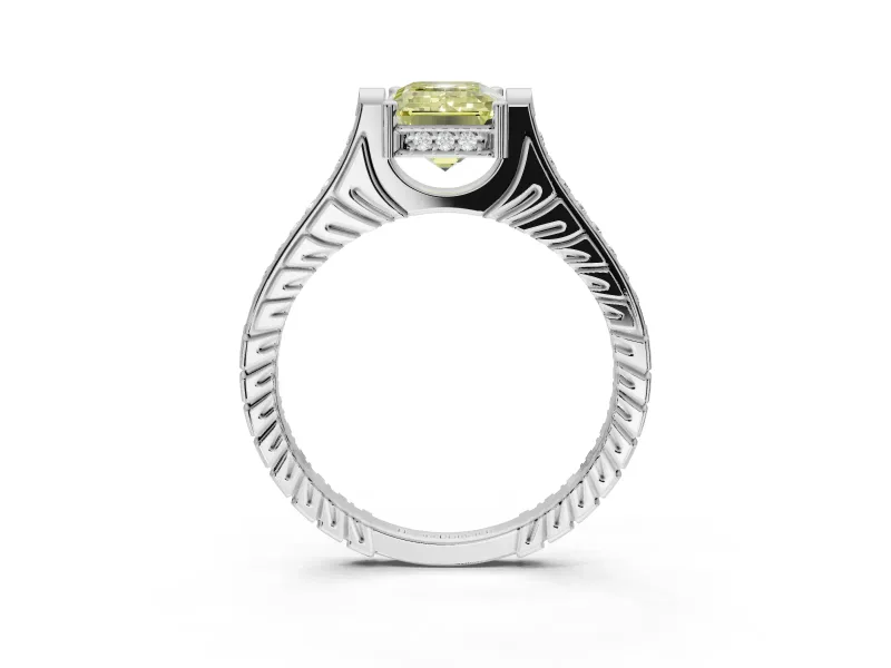 Emerald Cut Engagement Ring Setting for a Fancy Yellow Lab-Grown Diamond | Sterling Silver - Design NV-24586