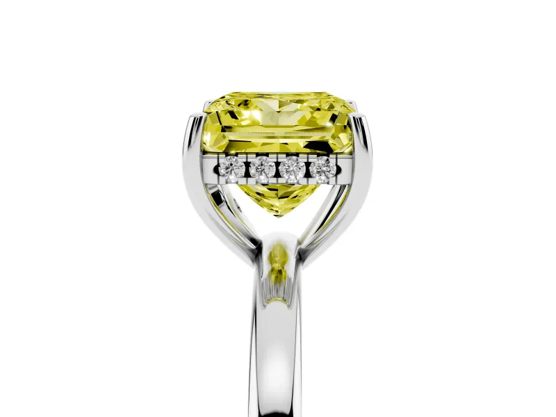 Princess Cut Engagement Ring Setting for a Fancy Yellow Lab-Grown Diamond | Hidden Halo | Platinum