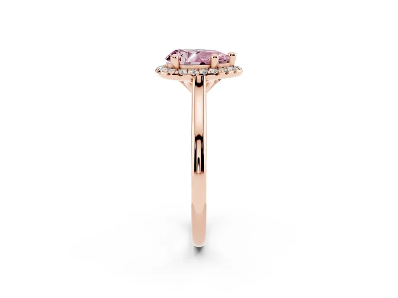Pear-Shaped Halo Engagement Ring Setting for a Fancy Pink Lab-Grown Diamond | Plain Polished Band | Rose Gold