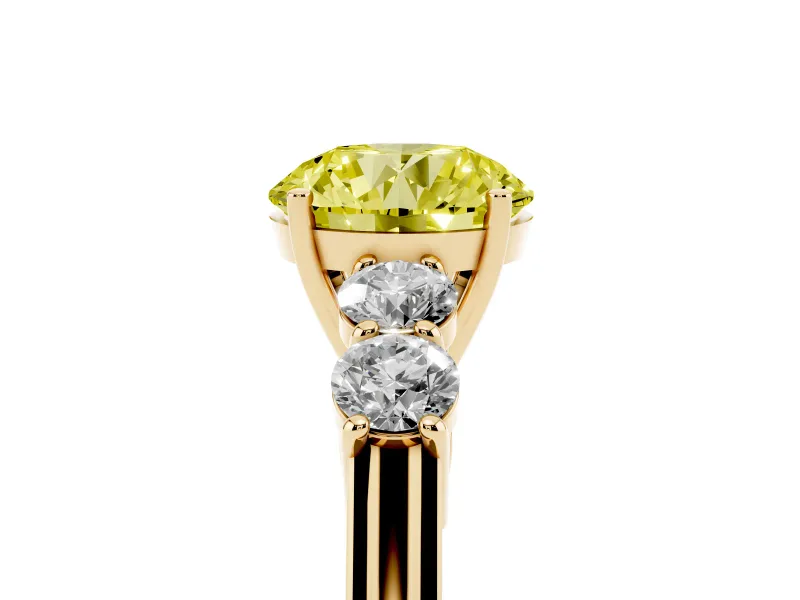 Round 5 Stone Engagement Ring Setting for a Fancy Yellow Lab-Grown Diamond | Yellow Gold
