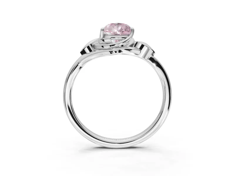 Pear-Shaped Leaf Bypass Solitaire Engagement Ring Setting for a Fancy Pink Lab-Grown Diamond | Sterling Silver