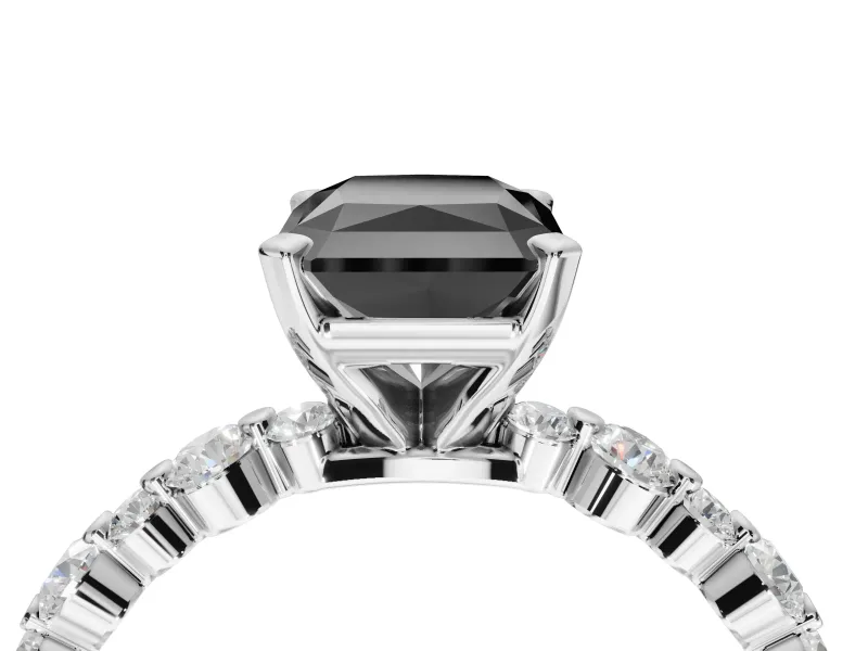 Radiant Cut Pavé Engagement Ring Setting for a Black Center | Alternating Accents | Platinum