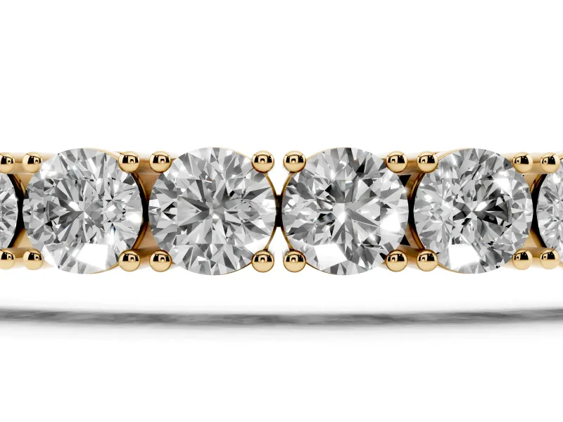 Round Lab-Grown Diamond In-Line Tennis Bracelet | Shared Prongs | Yellow Gold