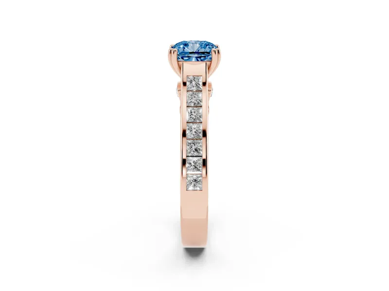 Cushion Cut Channel Engagement Ring Setting for a Fancy Blue Lab-Grown Diamond | Rose Gold - Design NV-24671