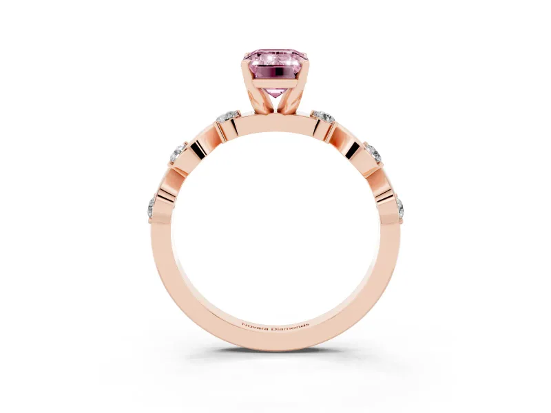 Emerald Cut Twisted Engagement Ring Setting for a Fancy Pink Lab-Grown Diamond | Rose Gold