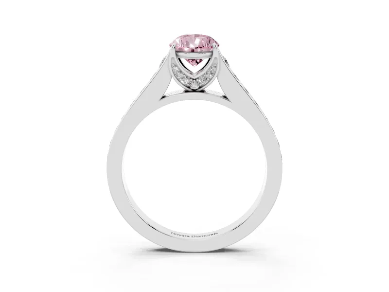 Pear-Shaped Graduated Pavé Engagement Ring Setting for a Fancy Pink Lab-Grown Diamond | White Gold