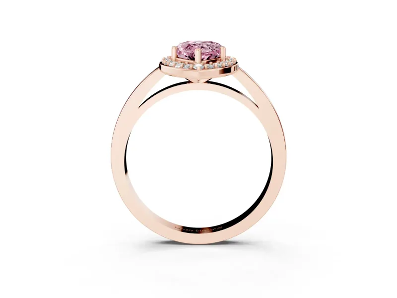 Fancy Pink Pear Cut Diamond Halo Ring Set in Rose gold with Solitaire Band and Prong Setting