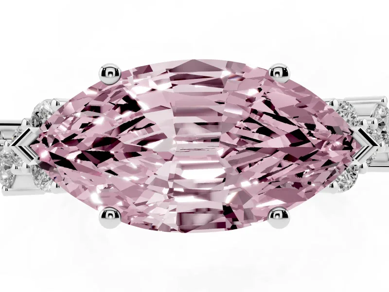 Marquise Scattered Accent Engagement Ring Setting for a Fancy Pink Lab-Grown Diamond | Platinum